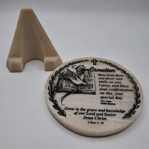 Religious Keepsake Set - Baptism Plaque & Confirmation Stone with Stand - Picture 8 of 9
